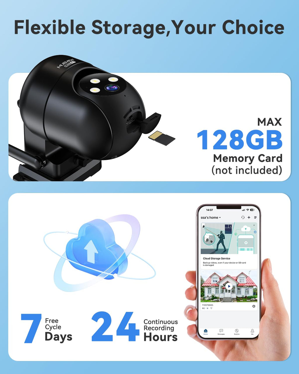 MUBVIEW 360° Security Cameras Wireless Outdoor,24/7 Wired Outdoor Camera for Home Security,Motion Tracking,5G/2.4G WiFi security camera,Night Vision,2-Way Talk, IP66,AI Detection,Local & Cloud Storage