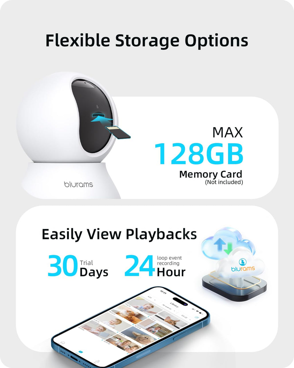 Security Camera 2K, blurams Baby Monitor Dog Camera 360-degree for Home Security w/Smart Motion Tracking, Phone App, IR Night Vision, Siren, Works with Alexa & Google Assistant & IFTTT, 2-Way Audio