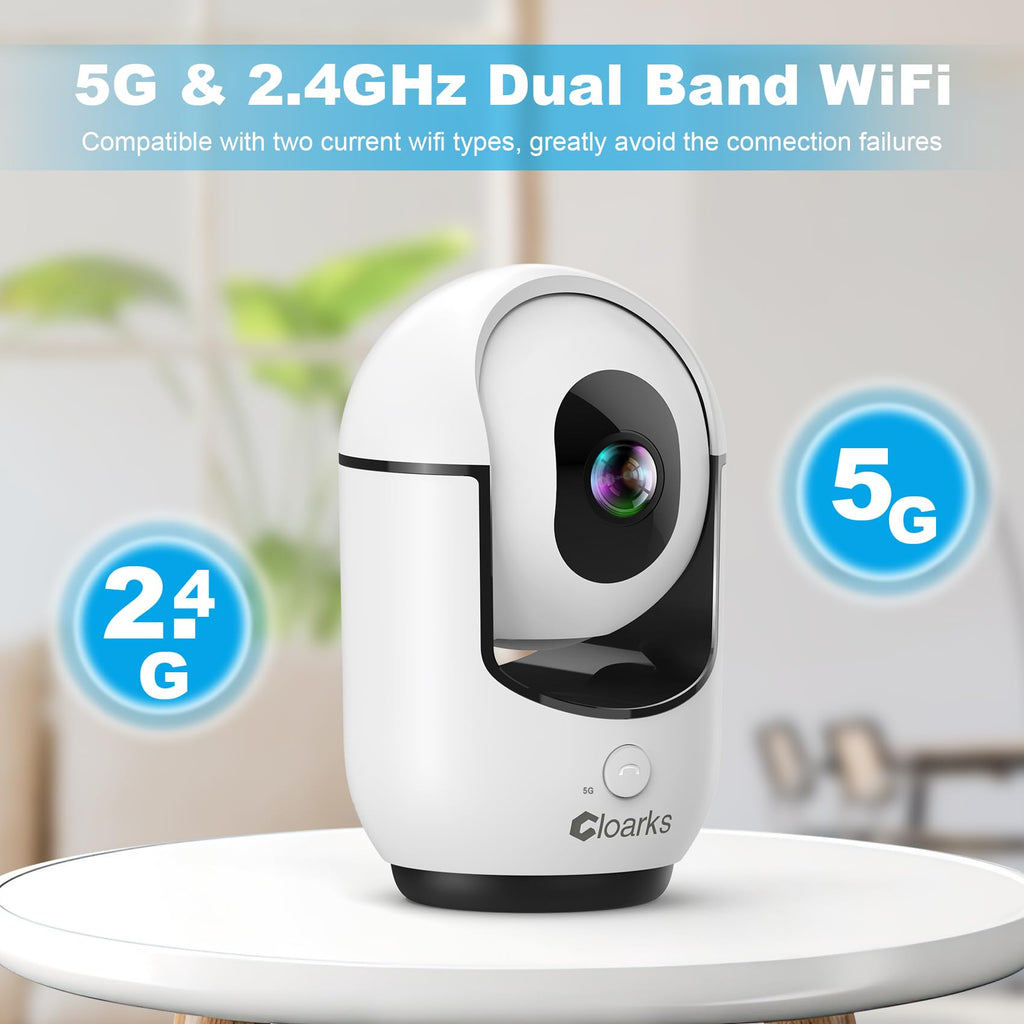 Cloarks 2K Pan/Tilt Security Camera, WiFi Indoor Cameras for Home Security with AI Motion Detection, Pet/Dog/Baby Camera with Phone App, 2-Way Audio, 24/7, Siren, TF/Cloud Storage