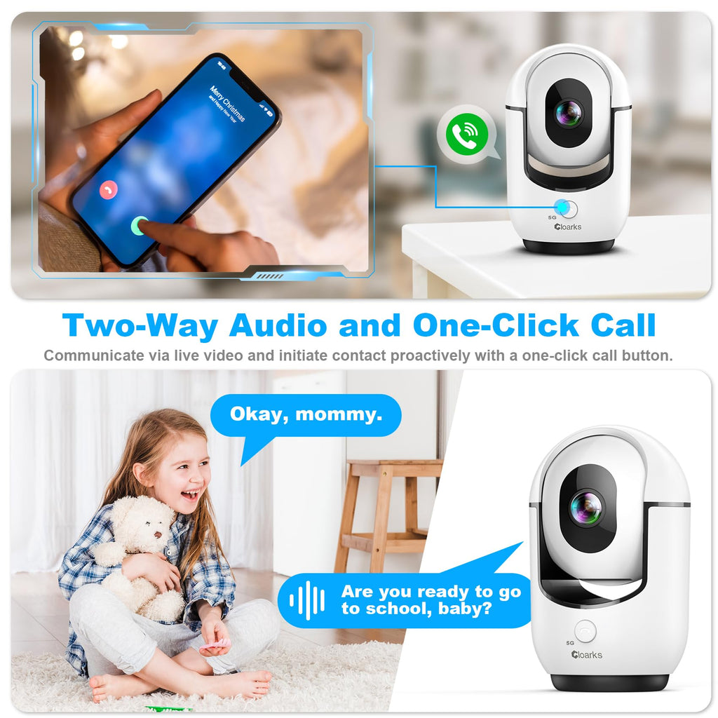 Cloarks 2K Pan/Tilt Security Camera, WiFi Indoor Cameras for Home Security with AI Motion Detection, Pet/Dog/Baby Camera with Phone App, 2-Way Audio, 24/7, Siren, TF/Cloud Storage