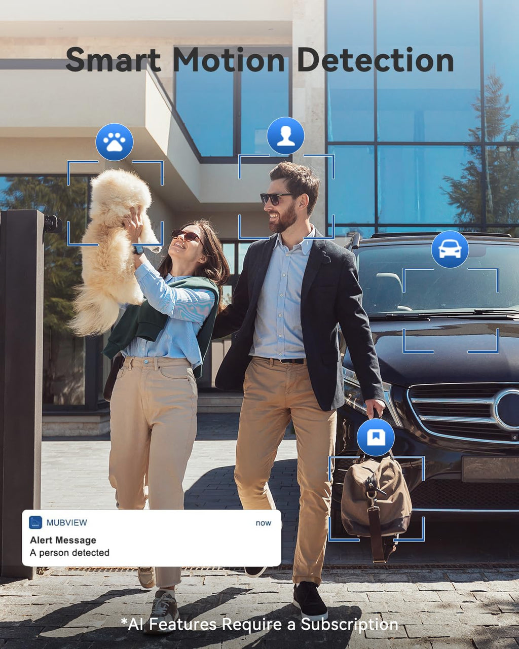 MUBVIEW 360° Security Cameras Wireless Outdoor,24/7 Wired Outdoor Camera for Home Security,Motion Tracking,5G/2.4G WiFi security camera,Night Vision,2-Way Talk, IP66,AI Detection,Local & Cloud Storage