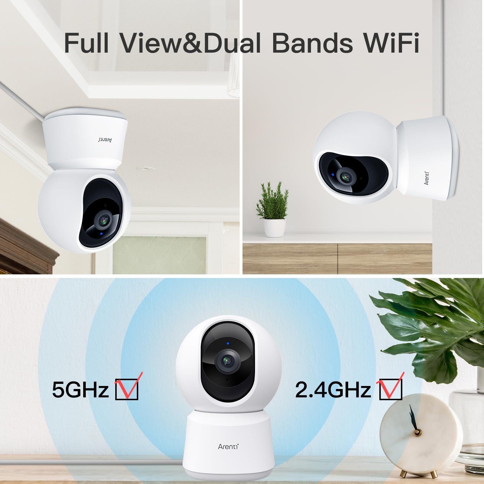 ARENTI 5G Indoor Security Camera, 4MP Pet Camera with Speaker for Dog/Cat, Baby Monitor with Phone App, Dual-Band WiFi, Auto Tracking, Super Night Vision, 2-Way Talk, Cloud & SD Card Storage(P2Q)