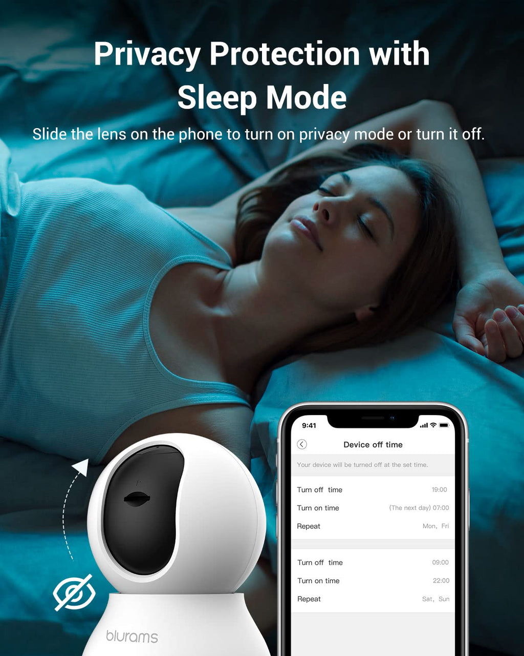 Security Camera 2K, blurams Baby Monitor Dog Camera 360-degree for Home Security w/Smart Motion Tracking, Phone App, IR Night Vision, Siren, Works with Alexa & Google Assistant & IFTTT, 2-Way Audio
