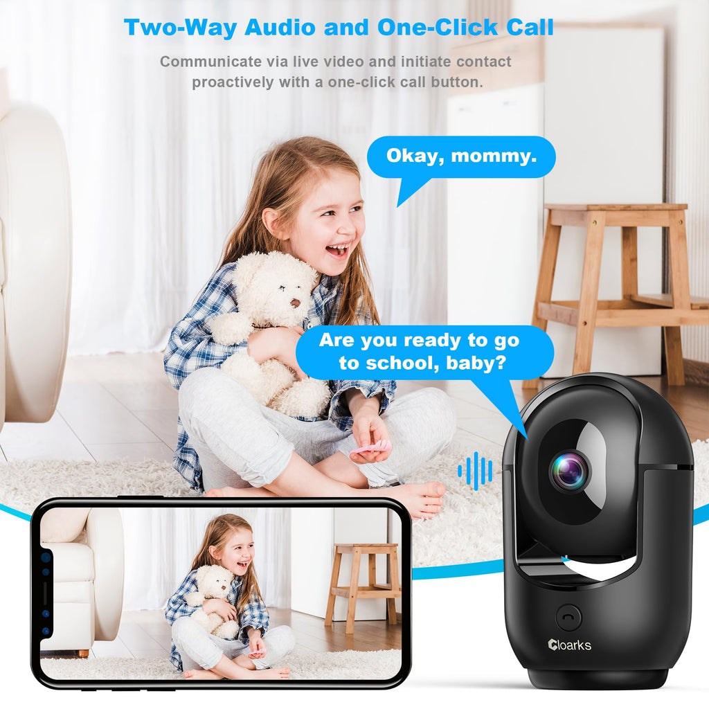 Cloarks 2K Pan/Tilt Security Camera, WiFi Indoor Cameras for Home Security with AI Motion Detection, Pet/Dog/Baby Camera with Phone App, 2-Way Audio, 24/7, Siren, TF/Cloud Storage