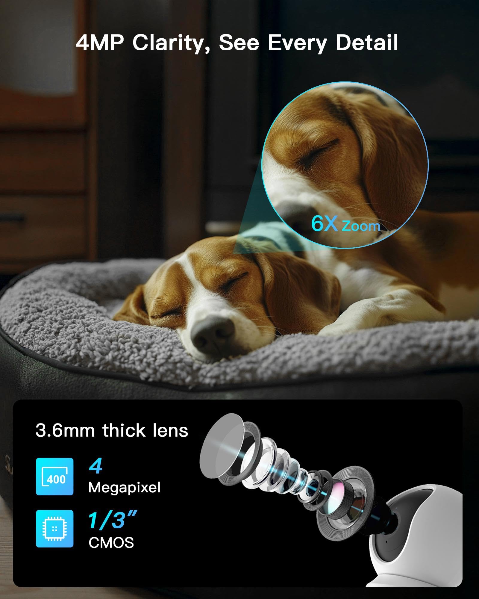 ARENTI 5G Indoor Security Camera, 4MP Pet Camera with Speaker for Dog/Cat, Baby Monitor with Phone App, Dual-Band WiFi, Auto Tracking, Super Night Vision, 2-Way Talk, Cloud & SD Card Storage(P2Q)