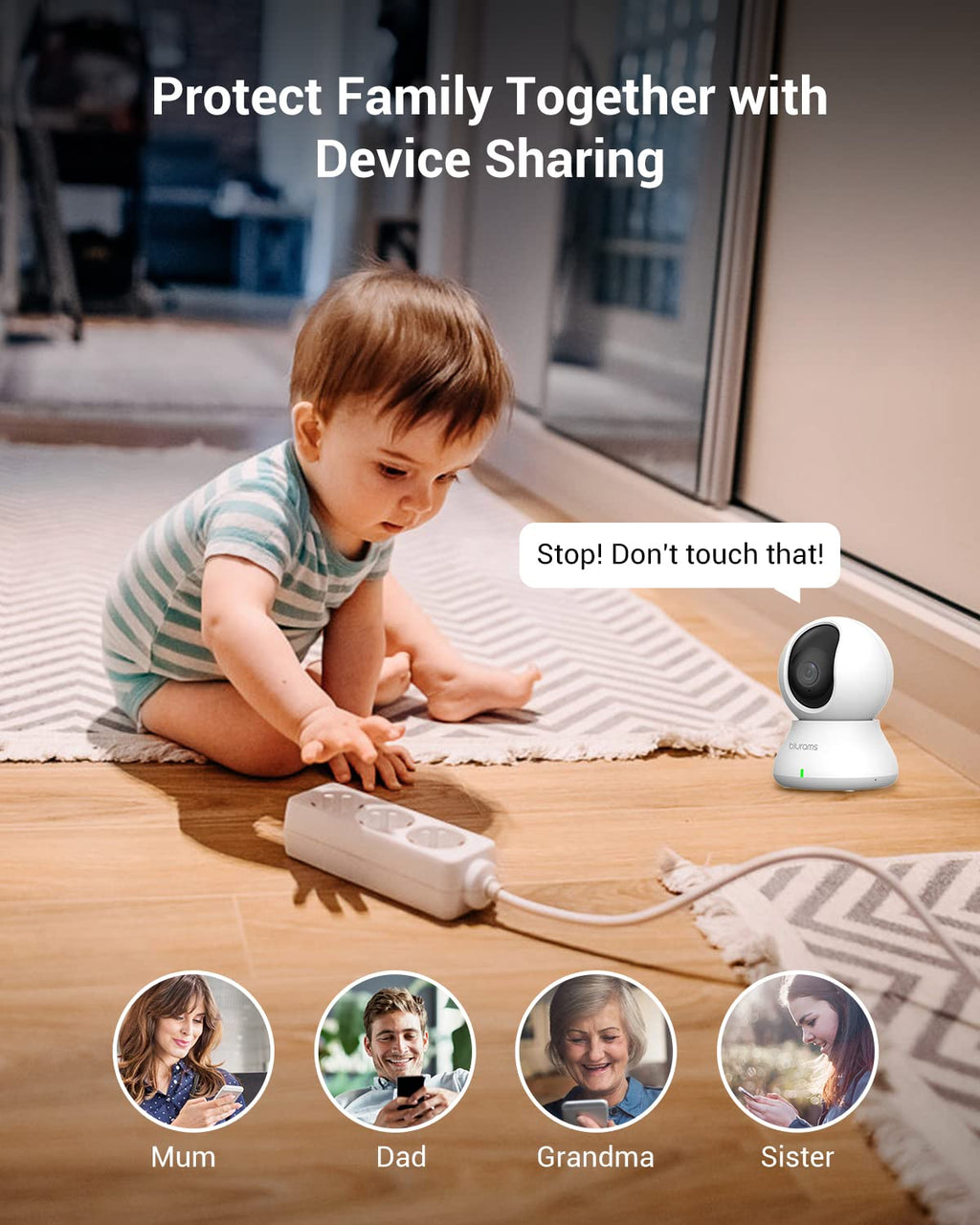 Security Camera 2K, blurams Baby Monitor Dog Camera 360-degree for Home Security w/Smart Motion Tracking, Phone App, IR Night Vision, Siren, Works with Alexa & Google Assistant & IFTTT, 2-Way Audio