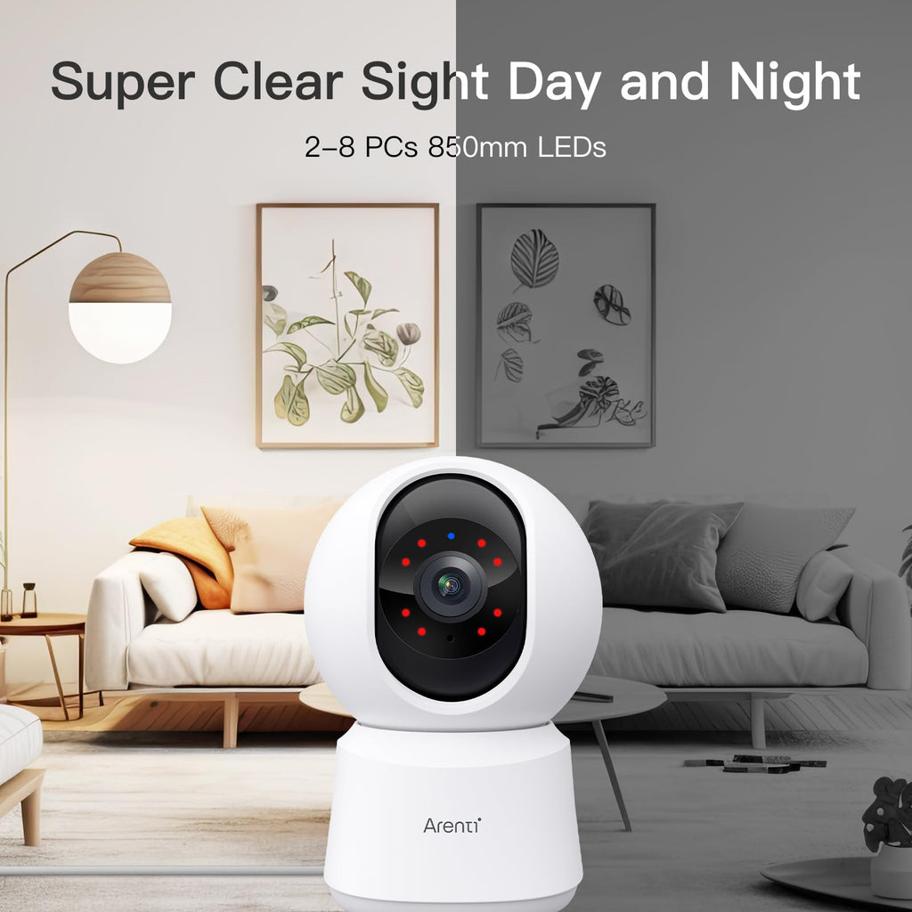 ARENTI 5G Indoor Security Camera, 4MP Pet Camera with Speaker for Dog/Cat, Baby Monitor with Phone App, Dual-Band WiFi, Auto Tracking, Super Night Vision, 2-Way Talk, Cloud & SD Card Storage(P2Q)