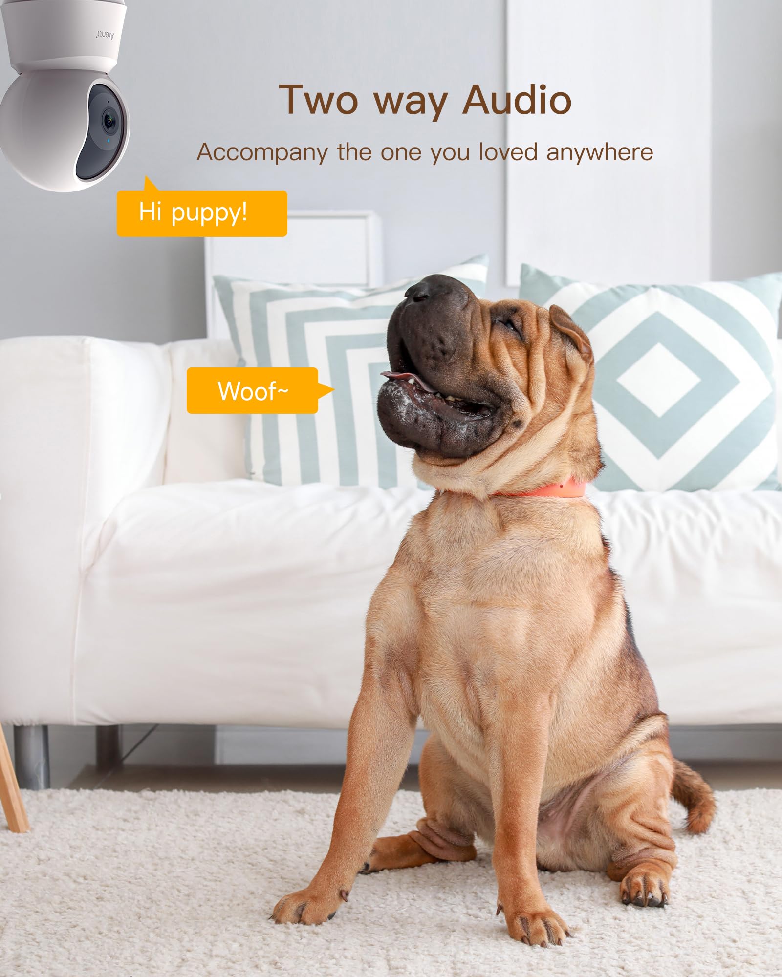 ARENTI 5G Indoor Security Camera, 4MP Pet Camera with Speaker for Dog/Cat, Baby Monitor with Phone App, Dual-Band WiFi, Auto Tracking, Super Night Vision, 2-Way Talk, Cloud & SD Card Storage(P2Q)
